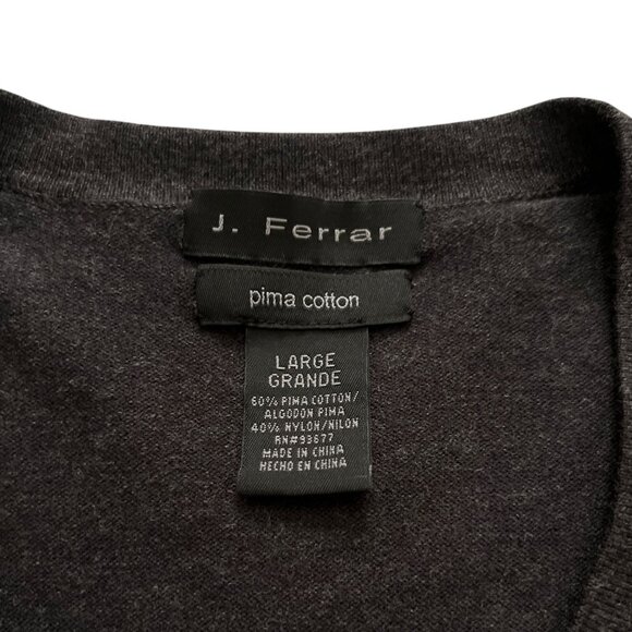J. Ferrar V-Neck Sweater Mens L Gray Pima Cotton Blend Long Sleeve Casual Soft - Picture 3 of 7